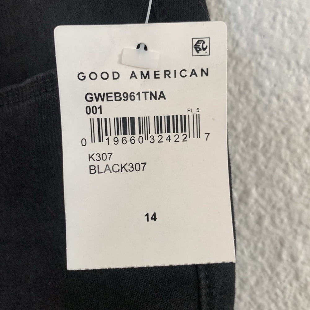 Good American Black High Button Fly Skinny Black GWEB961TNA Ankle 14/32 - Picture 3 of 7